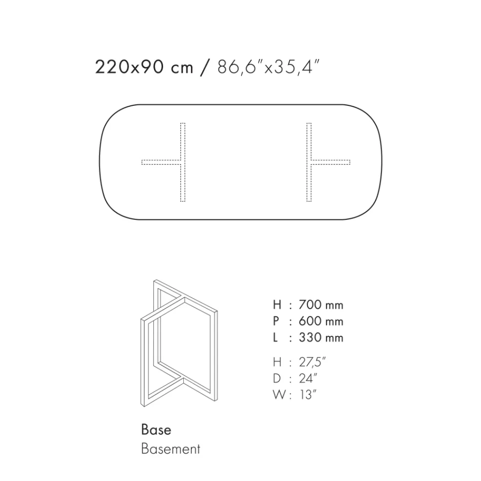 Tavolinë ngrënieje ovale prej guri dhe metali porcelani Prodhuar në Itali - Emilio Viadurini