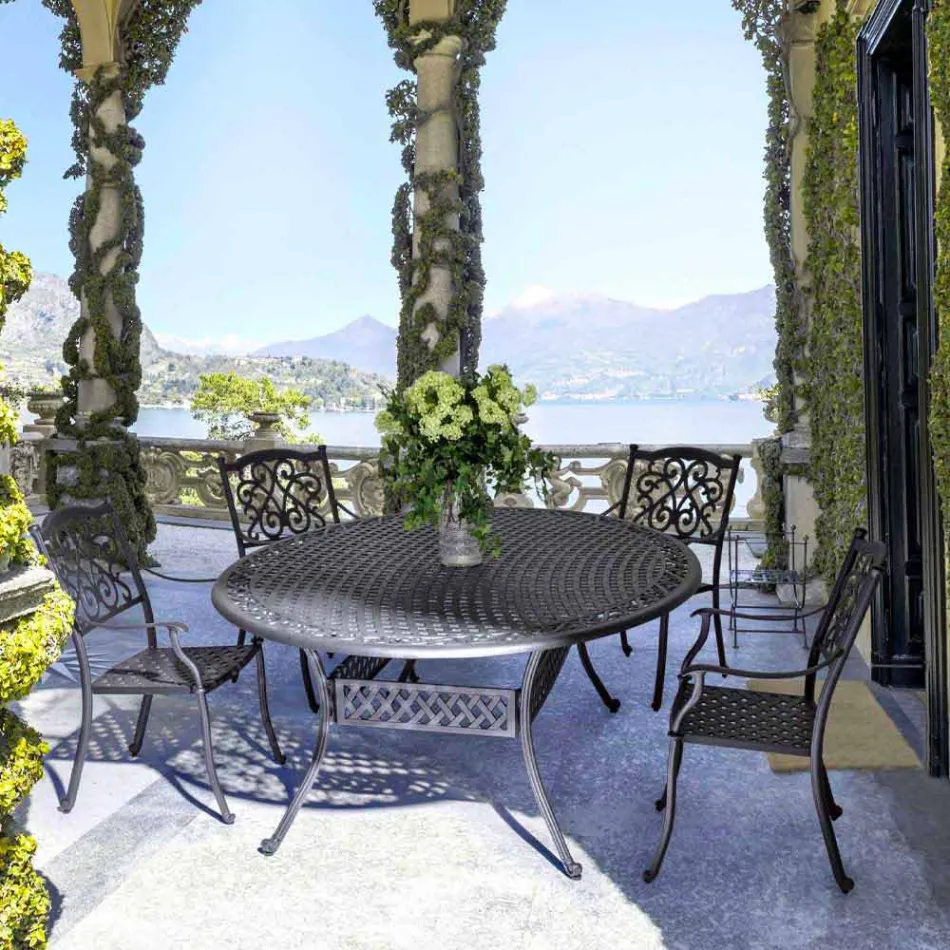 Tavolina për darkë në natyrë në alumin të lyer me të bardhë ose antracit - Shpejtë Viadurini