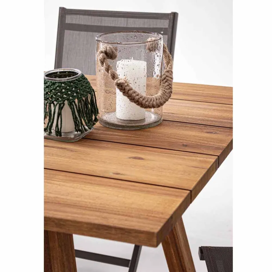 Tavolinë për darkë në natyrë në përfundim të vajit të drurit të akacisë - Leonard Viadurini