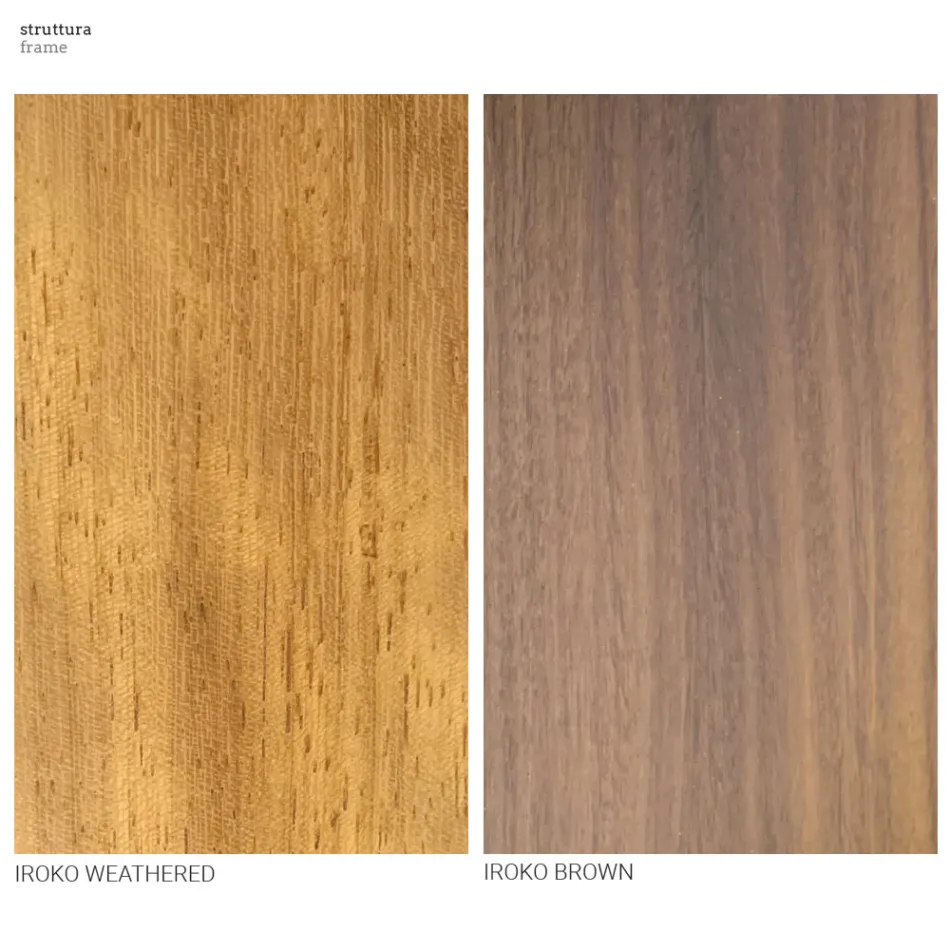 Tavolinë ngrënieje kopshti në dru dhe enë guri Iroko Prodhuar në Itali - Bresson Viadurini