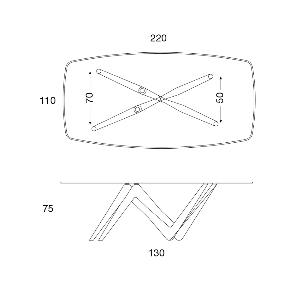 Tavolina e ngrënies Maja prej xhami dhe Këmbë poliuretani 2 përmasash - Stalto Viadurini