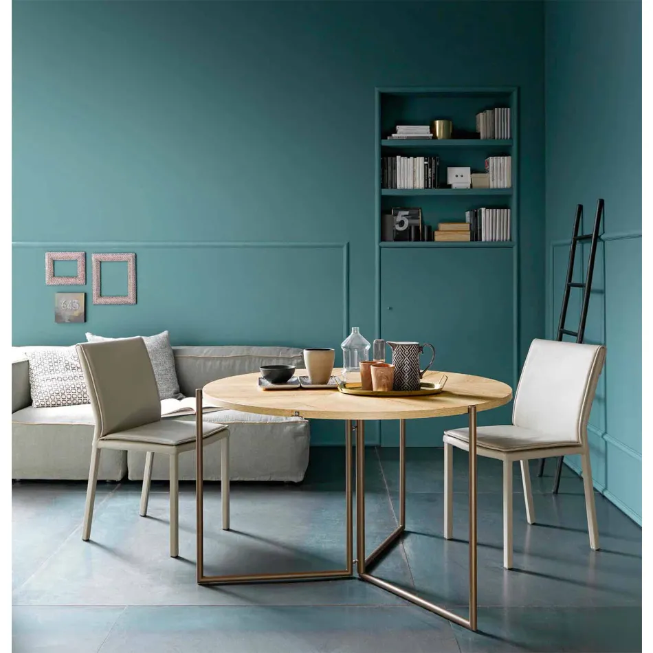 Tavolinë ngrënieje moderne të palosshme në dru dhe metal prodhuar në Itali - Menelao Viadurini