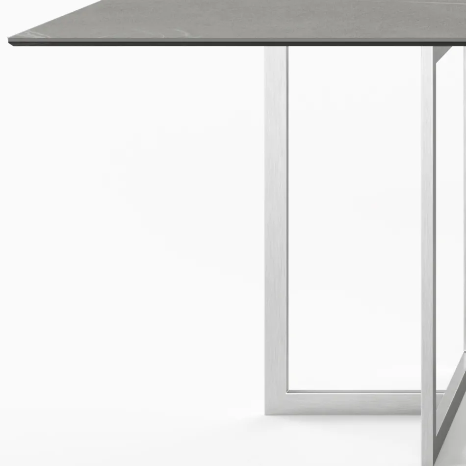 Tavolinë ngrënie drejtkëndëshe me gurë porcelani Prodhuar në Itali - Emilio Viadurini