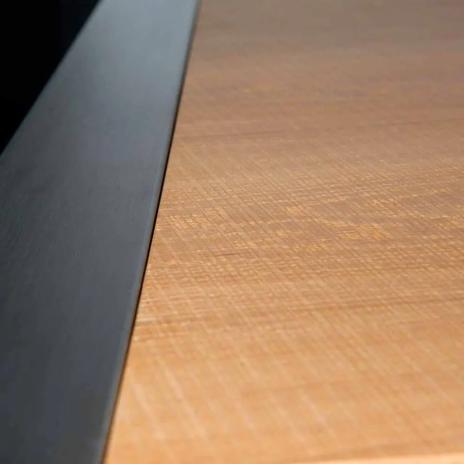 Tavolinë ngrënieje drejtkëndore në dru lisi dhe çeliku Frodo Viadurini