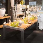 Tavolinë ngrënieje drejtkëndore në dru lisi dhe çeliku Frodo Viadurini