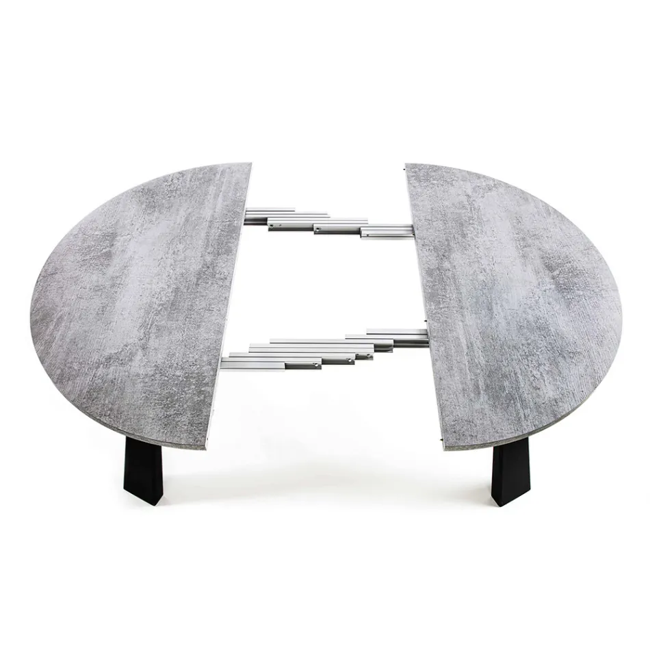 Tavolina e rrumbullakët e darkës e zgjatshme Deri në 370 cm në dru dhe metal - Caimano Viadurini