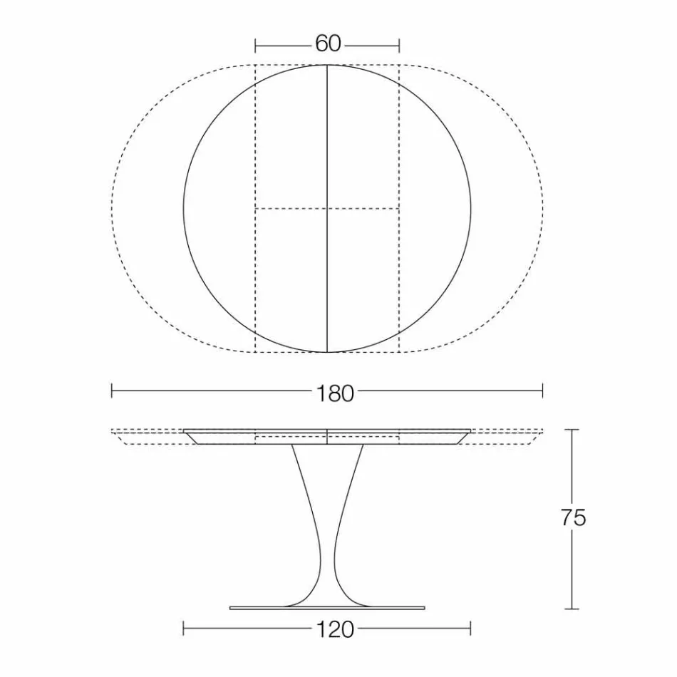 Tavolina e Rrumbullakët e Darkës në Laminam Qeramike Prodhuar në Itali - Lupetto Viadurini