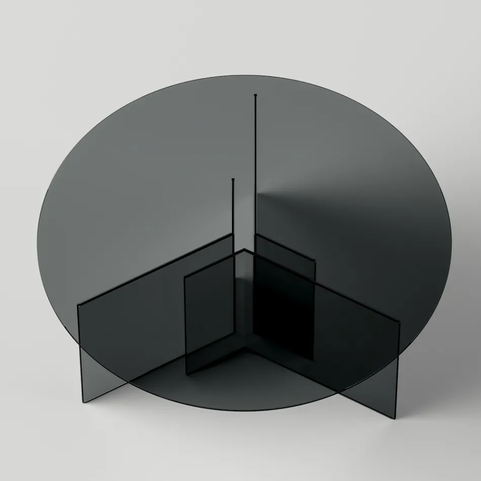 Tavolinë e rrumbullakët e ngrënies me bazë dhe majë xhami Made in Italy - Charles Viadurini