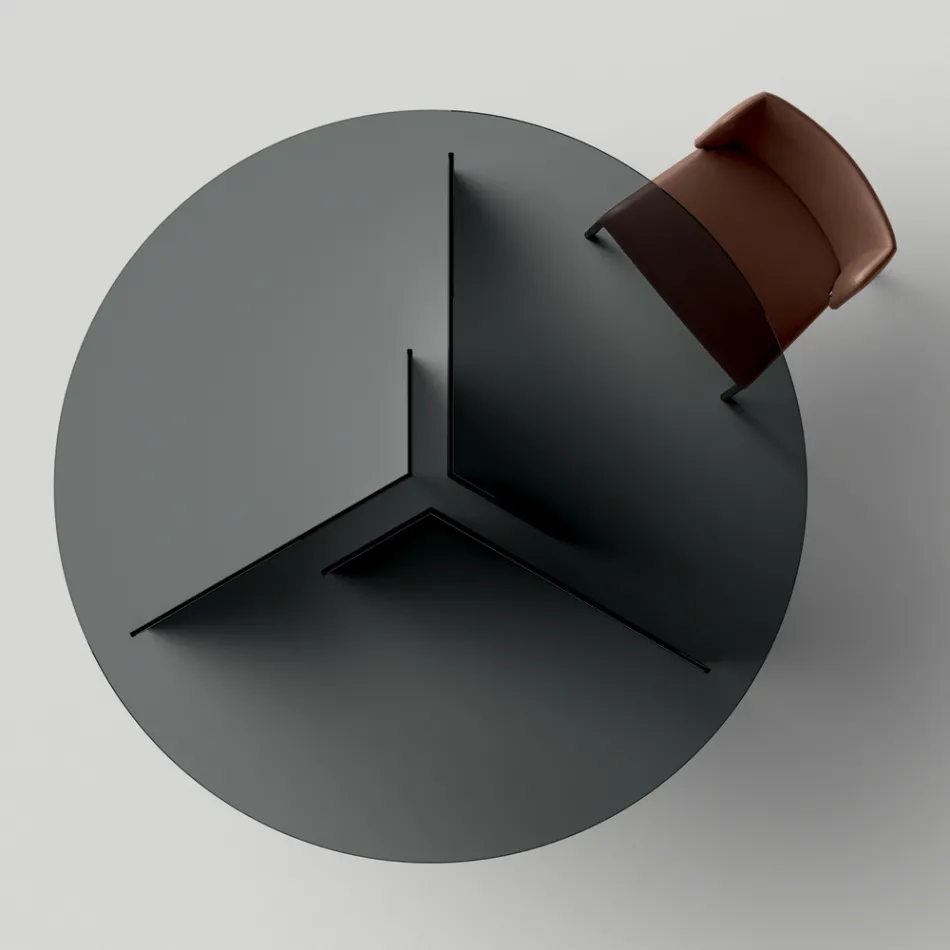 Tavolinë e rrumbullakët ngrënie me bazë dhe majë xhami Made in Italy - Charles Viadurini