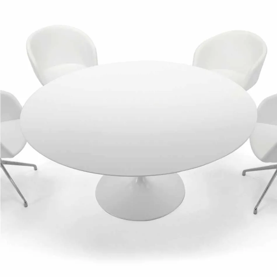 Tavolinë e rrumbullakët e ngrënies me majë laminate Made in Italy – Dollarë Viadurini