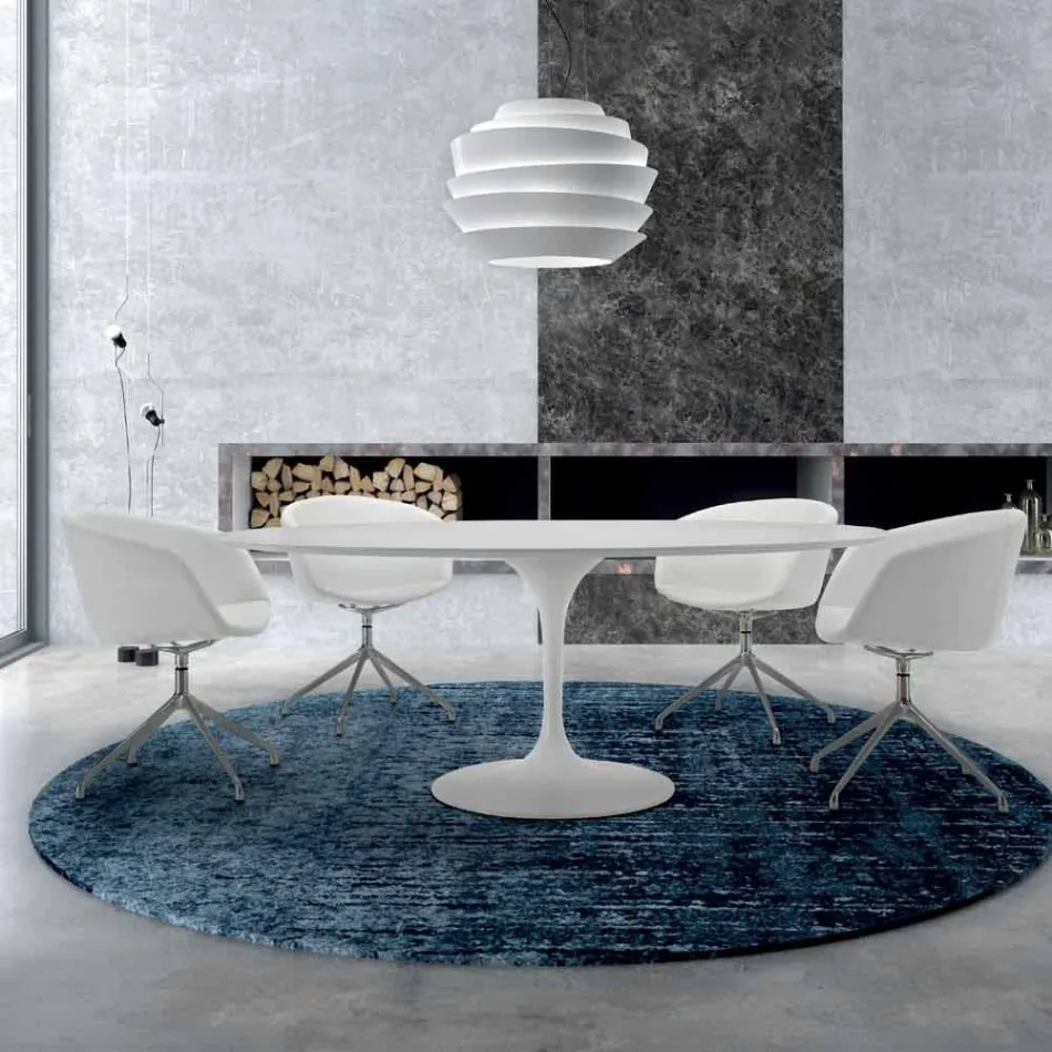 Tavolinë e rrumbullakët e ngrënies me majë laminate Made in Italy – Dollarë Viadurini