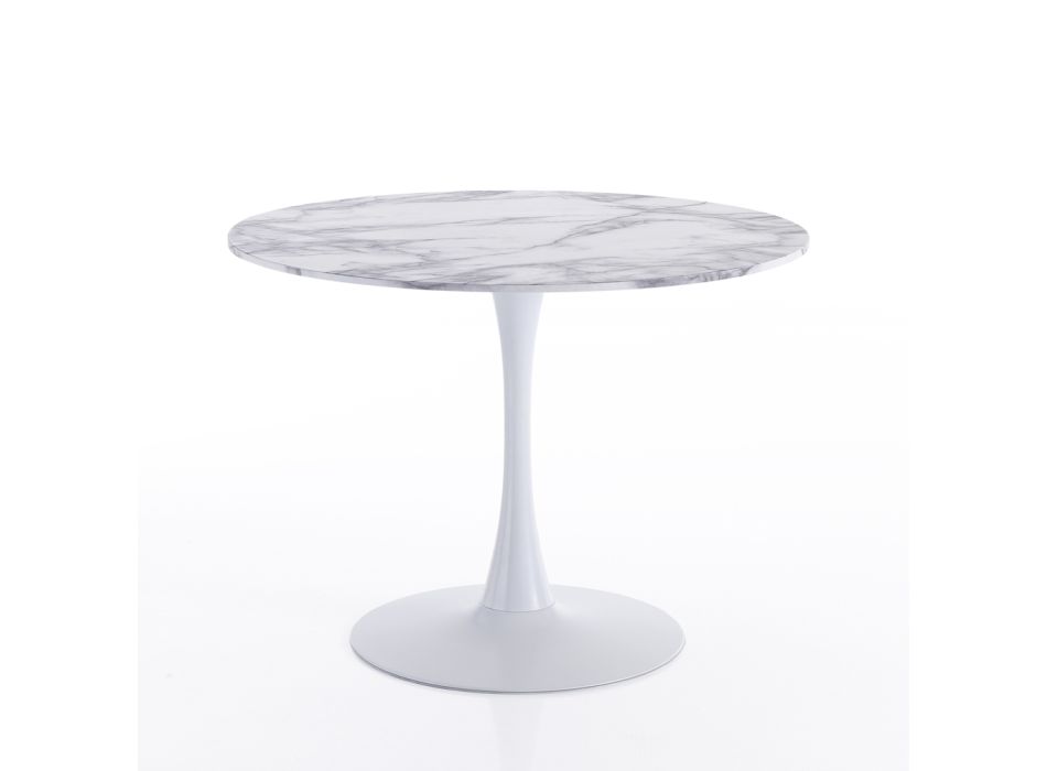Tavolinë Rrumbullake në Çelik dhe MDF - Aguglia Viadurini