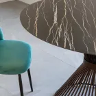 Tavolinë e rrumbullakët në bazament qeramike dhe çeliku të lustruar Florim - Denali Viadurini