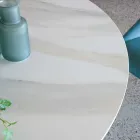 Tavolinë e rrumbullakët në bazament qeramike dhe çeliku të lustruar Florim - Denali Viadurini