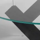 Tavolinë ngrënieje e rrumbullakët prej druri me sipërfaqe qelqi Bao, dizajn modern Viadurini