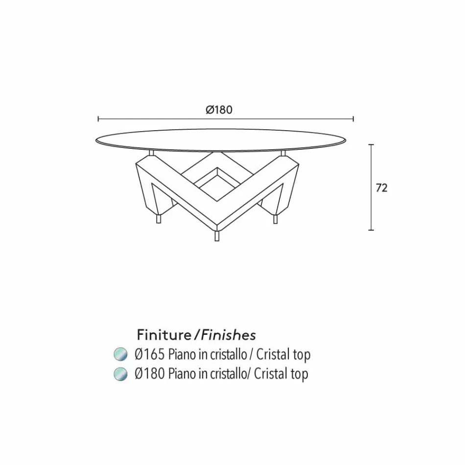 Tavolinë ngrënieje e rrumbullakët prej druri me sipërfaqe qelqi Bao, dizajn modern Viadurini