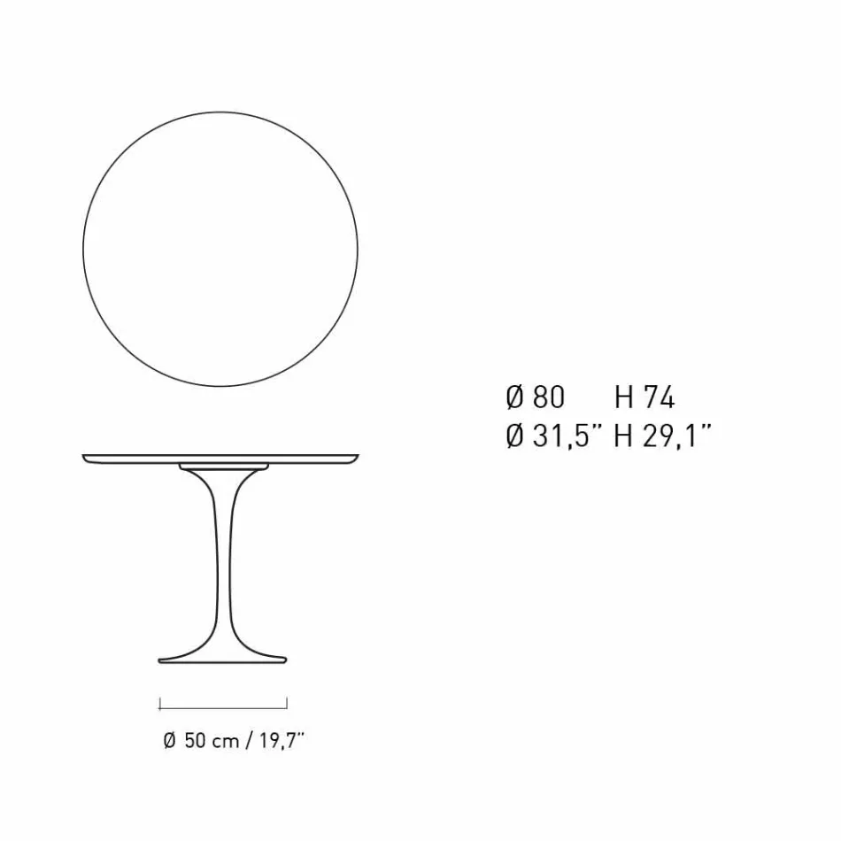 Tavolinë ngrënieje e rrumbullakët në mermer dhe alumin të lyer të prodhuar në Itali - E shkëlqyeshme Viadurini
