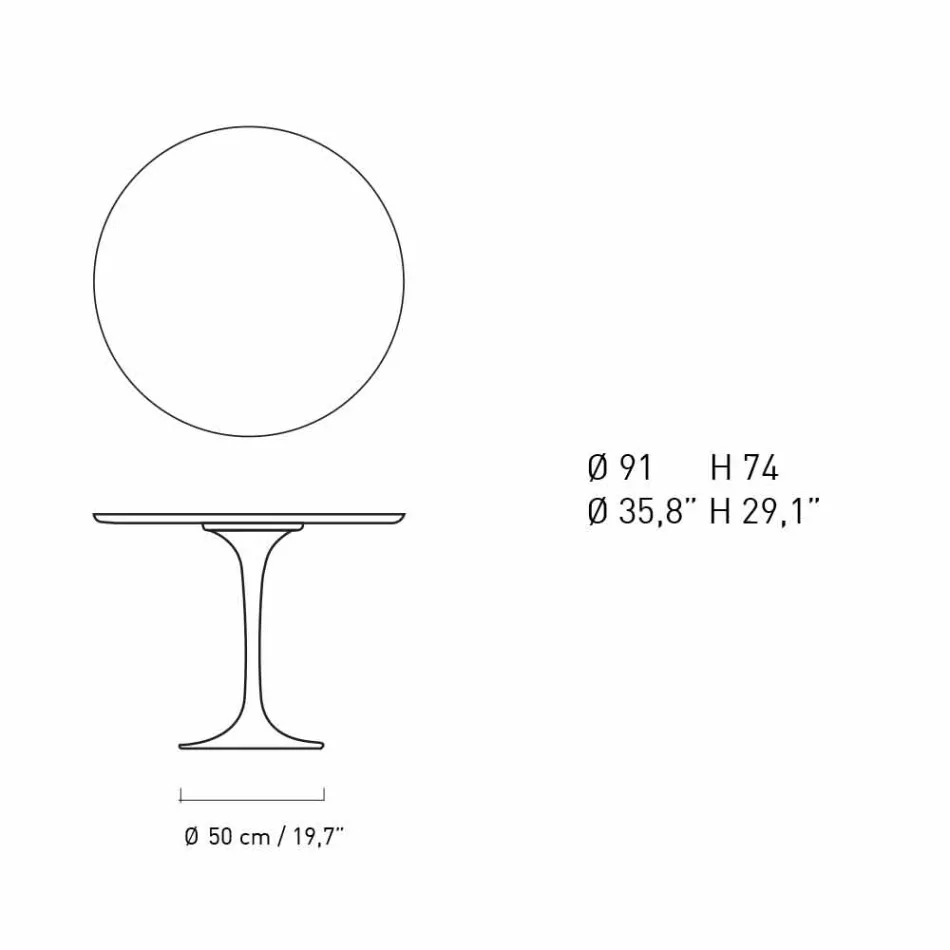 Tavolinë ngrënieje e rrumbullakët në mermer dhe alumin të lyer të prodhuar në Itali - E shkëlqyeshme Viadurini