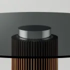 Tavolinë e rrumbullakët e ngrënies në gotë të tymosur me bazë druri Made in Italy - Rondo Viadurini