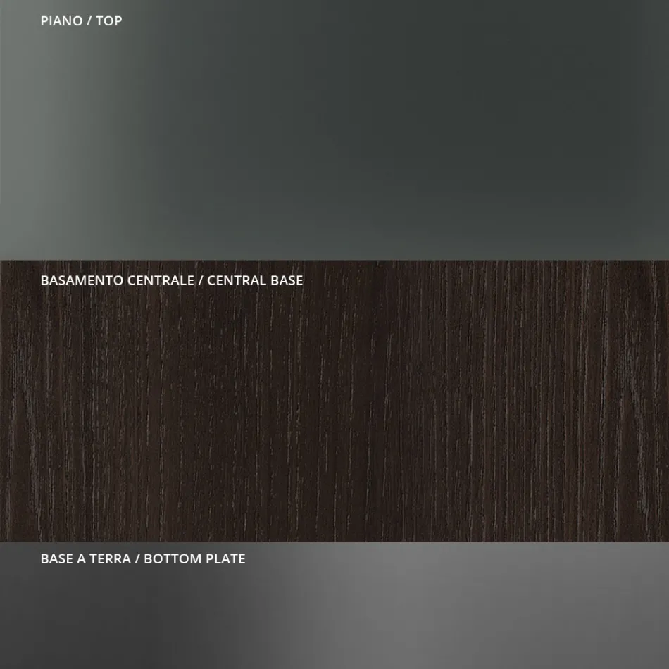 Tavolinë e rrumbullakët e ngrënies në gotë të tymosur me bazë druri Made in Italy - Rondo Viadurini