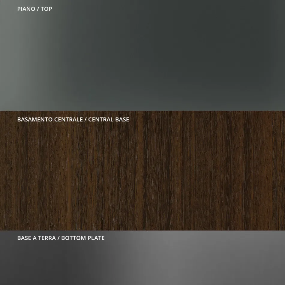 Tavolinë e rrumbullakët e ngrënies në gotë të tymosur me bazë druri Made in Italy - Rondo Viadurini