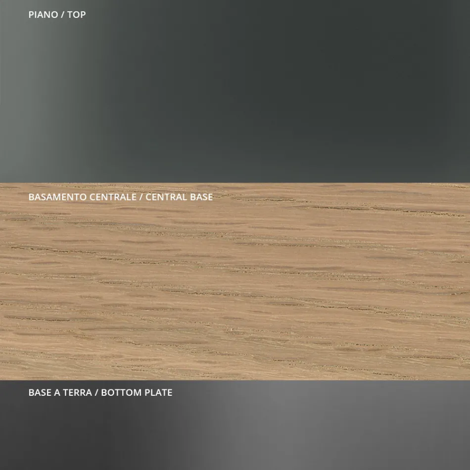 Tavolinë e rrumbullakët e ngrënies në gotë të tymosur me bazë druri Made in Italy - Rondo Viadurini