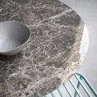 Tavolinë e rrumbullakët e ngrënies prej qelqi qeramike dhe metalike Prodhuar në Itali - Alfero Viadurini