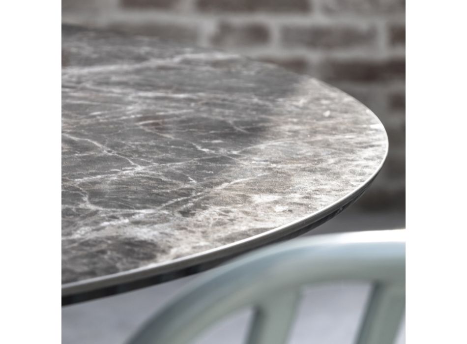 Tavolinë e rrumbullakët e ngrënies prej qelqi qeramike dhe metalike Prodhuar në Itali - Alfero Viadurini