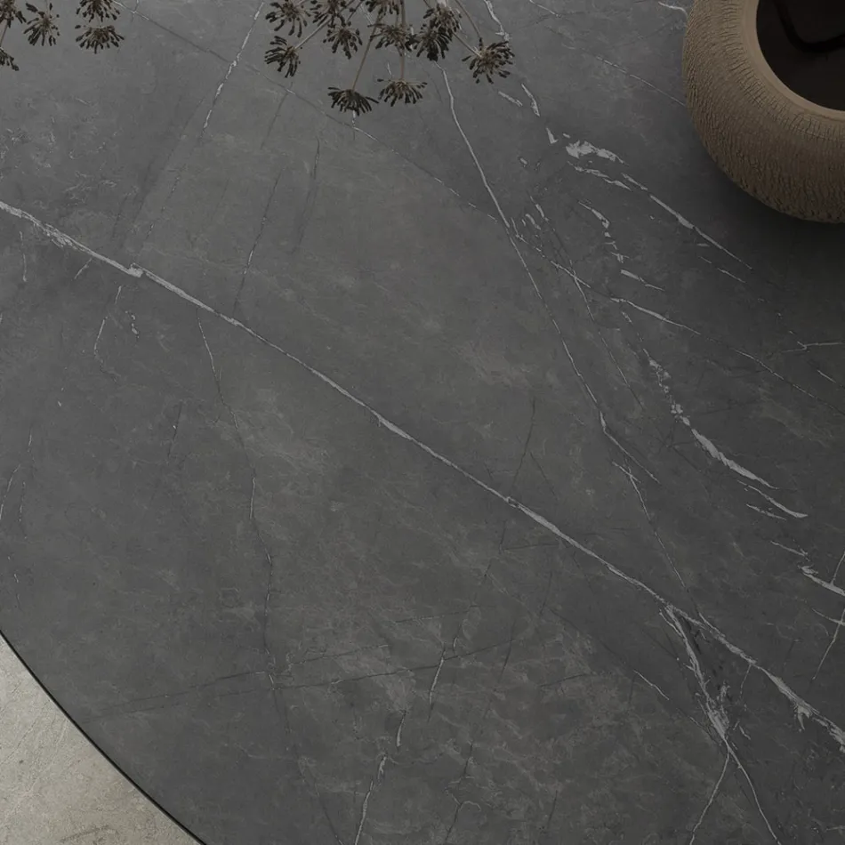 Tavolinë e rrumbullakët e ngrënies Metal dhe Hpl e laminuar Prodhuar në Itali - Bastiano Viadurini