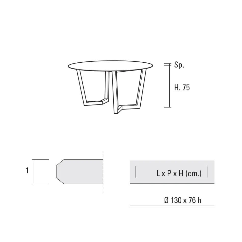 Tavolinë e rrumbullakët e ngrënies Metal dhe Hpl e laminuar Prodhuar në Itali - Bastiano Viadurini