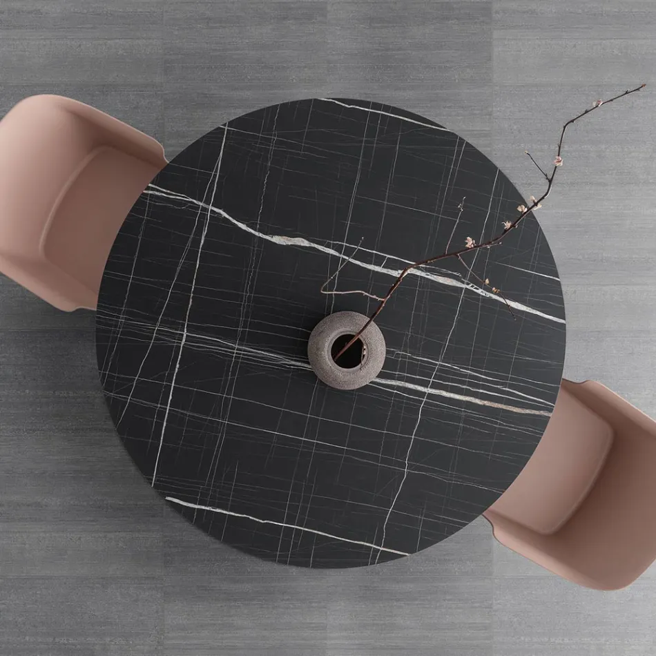 Tavolinë e rrumbullakët e ngrënies Metal dhe Hpl e laminuar Prodhuar në Itali - Bastiano Viadurini