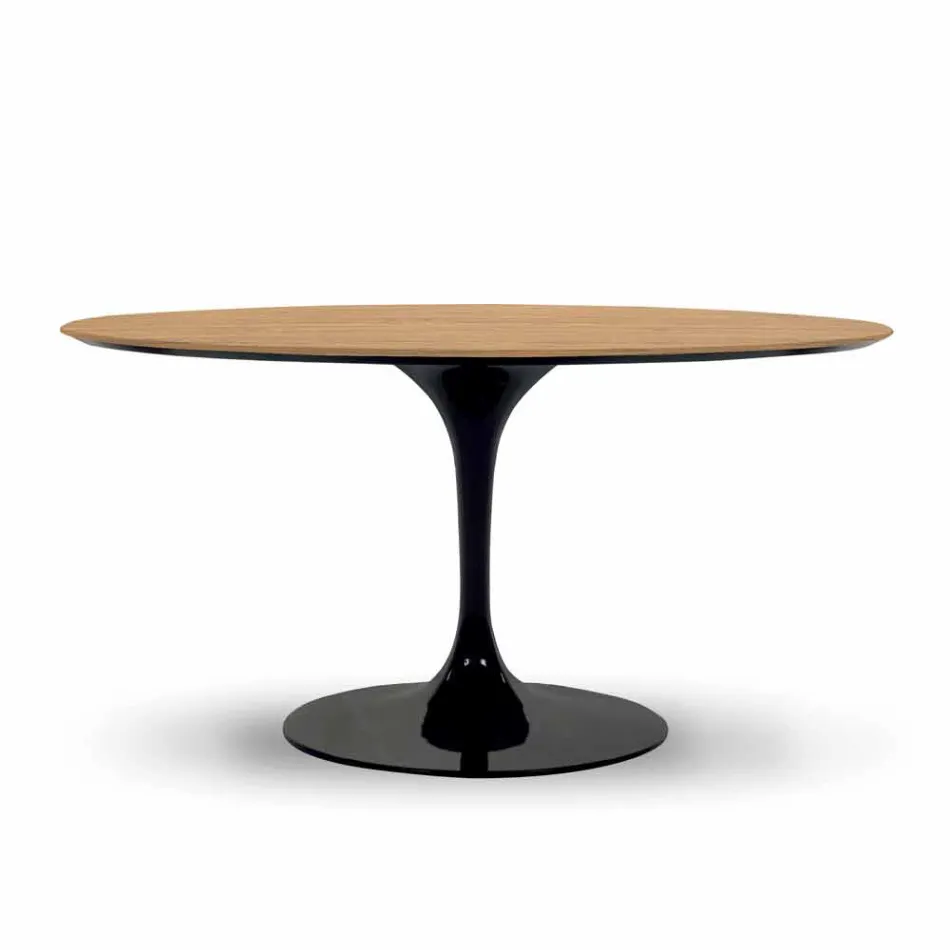 Tavolinë e rrumbullakët e ngrënies me majë me fanesë të hollë Made in Italy - Dollarë Viadurini