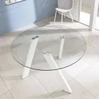 Tavolinë ngrënieje e rrumbullakët Adamo me sipërfaqe qelqi, dizajn modern Viadurini