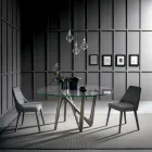 Tavolinë e rrumbullakët e ngrënies me këmbë transparente xhami dhe poliuretani - Stalto Viadurini