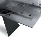 Tavolinë për dhomën e ndenjes 160x90 me sipërfaqe qelqi transparente të rrahur - Martello Viadurini