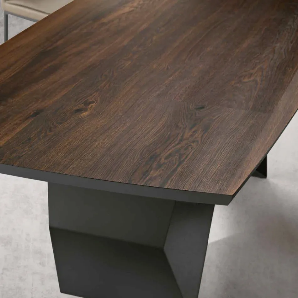 Tavolinë Salloni 200x100 me Rimeso Lisi dhe Metal - Kryq Viadurini