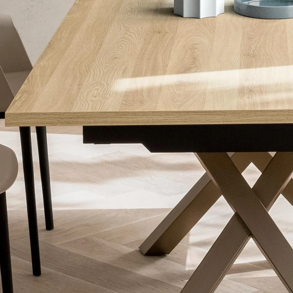 Tavolinë e zgjerueshme për dhomën e ndenjes 260 ose 300 cm në metal dhe HPL - Borgo Viadurini