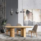 Tavolinë ndenjeje me majë dhe bazë druri Made in Italy - Ankand Viadurini