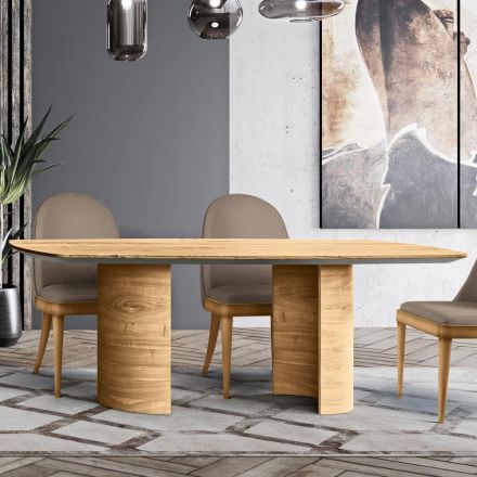 Tavolinë ndenjeje me majë dhe bazë druri Made in Italy - Ankand Viadurini