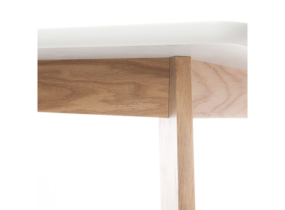 Tavolinë ndenjeje me majë MDF dhe bazament druri - Argjend Viadurini
