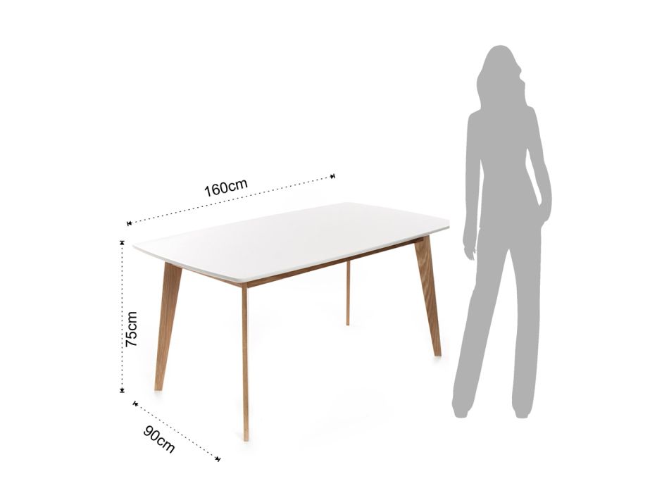 Tavolinë ndenjeje me majë MDF dhe bazament druri - Argjend Viadurini