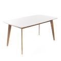 Tavolinë ndenjeje me majë MDF dhe bazament druri - Argjend