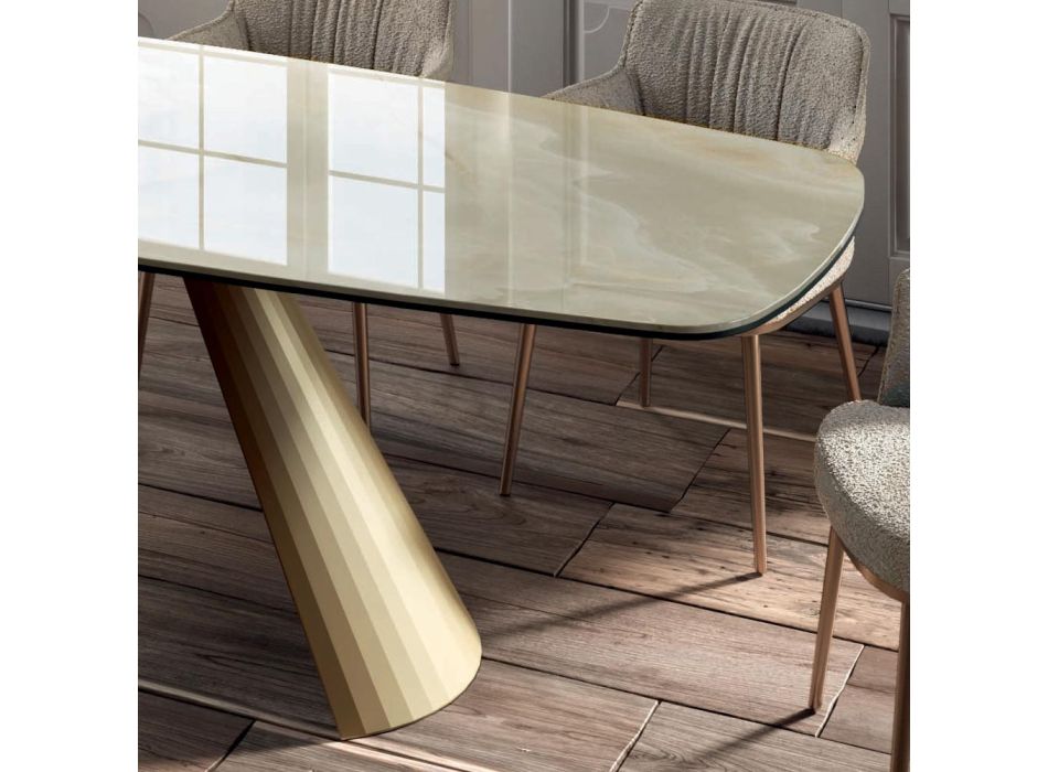 Tavolinë fikse e dhomës së ndenjes me majë në formë fuçie në qeramikë Prodhuar në Itali - Gota Viadurini