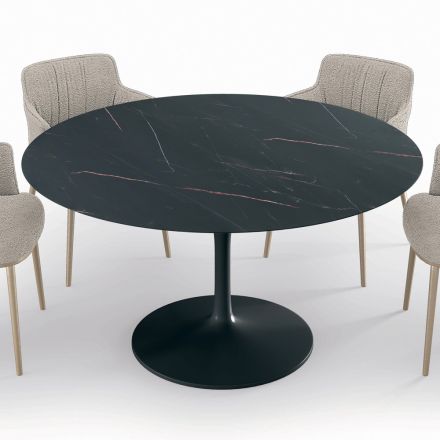 Tavolinë fikse Rrumbullake e Sallonit në Laminat dhe Alumin Prodhuar në Itali - Dollarë Viadurini
