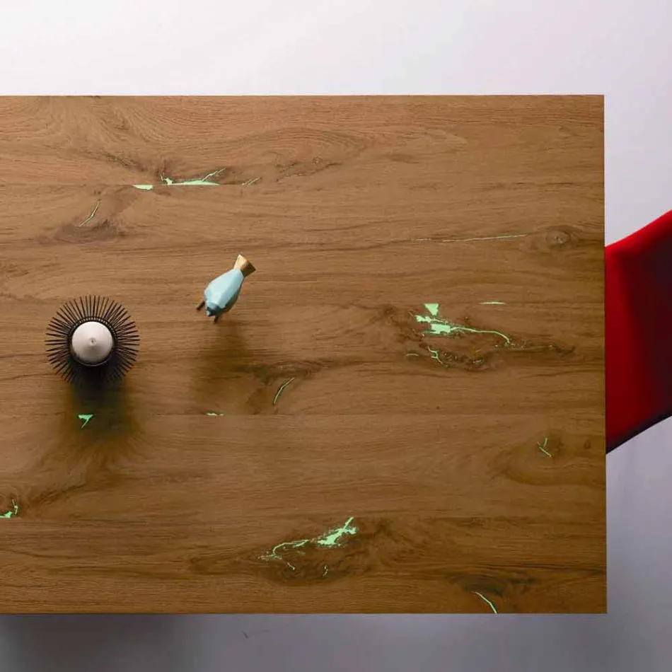 Tabela e Zgjatshme e Dizajnit Deri në 294 cm në Dru dhe Metal Prodhuar në Itali - Nuzzo Viadurini