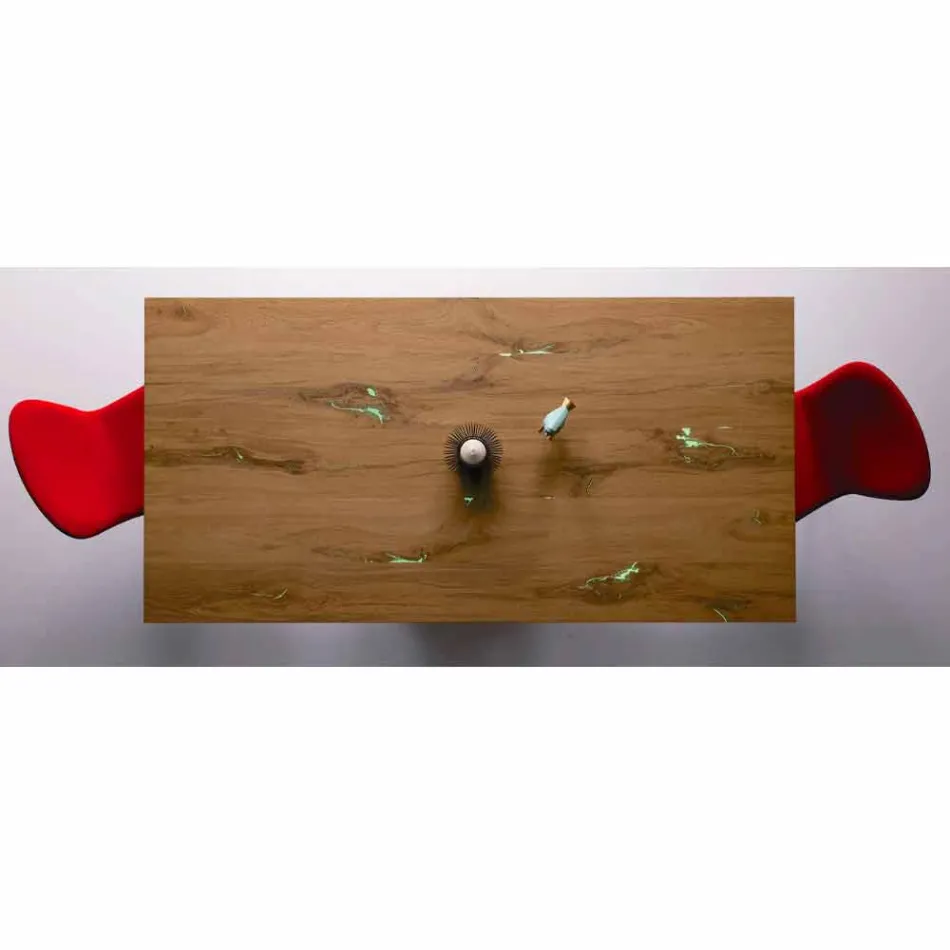 Tabela e Zgjatshme e Dizajnit Deri në 294 cm në Dru dhe Metal Prodhuar në Itali - Nuzzo Viadurini