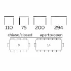 Tabela e Zgjatshme e Dizajnit Deri në 294 cm në Dru dhe Metal Prodhuar në Itali - Nuzzo Viadurini