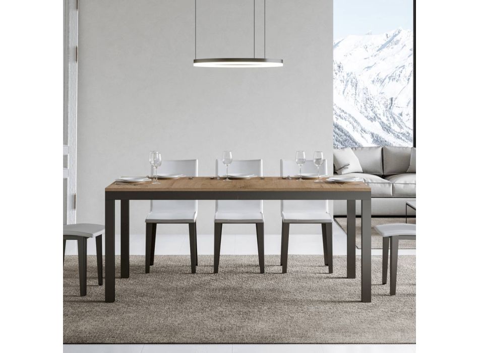 Tavolinë dizenjimi me majë druri e zgjerueshme deri në 440 cm Prodhuar në Itali - Foxy Viadurini