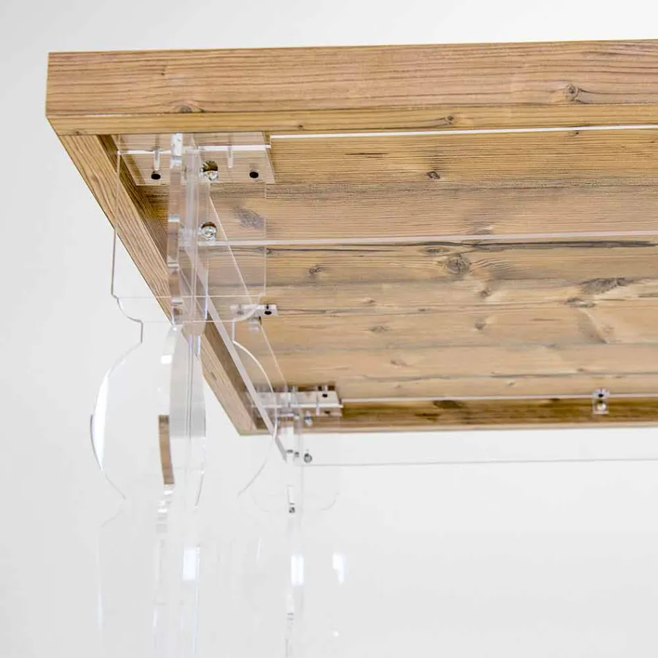 Tavolinë projektimi në dru bredhi dhe pleksiglas të bërë në Itali, Castro Viadurini