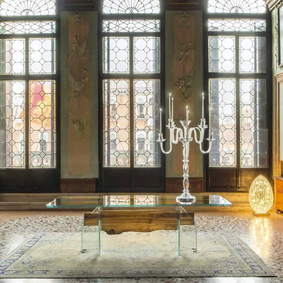 i tavolinës së projektimit prej druri delfin dhe xhami venecian Venecia Viadurini